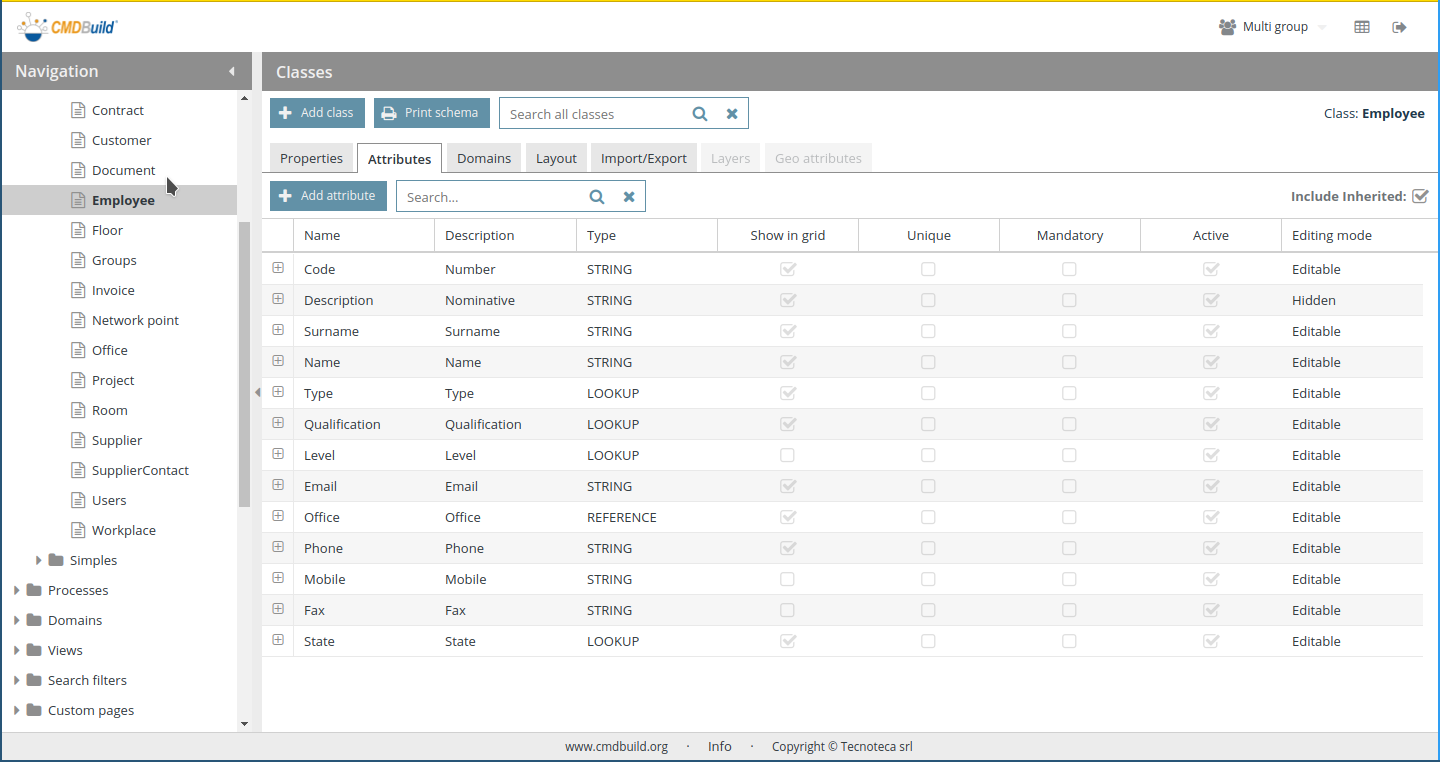 CMDBuild class attributes