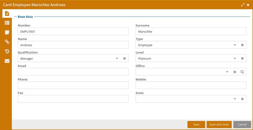 CMDBuild card editing form